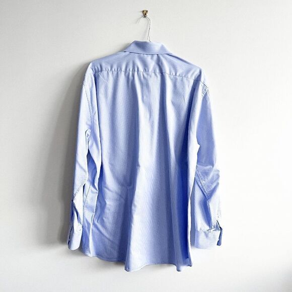 Tommy Hilfiger Mens Dress Shirt Regular Fit Button Long Sleeve Stripes Blue Sz18 - Picture 2 of 8